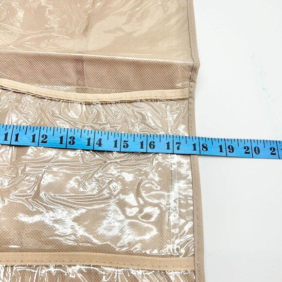 Hanging Beige Garment Protector With Clear Pockets 36 Inches Long - Picture 6 of 7